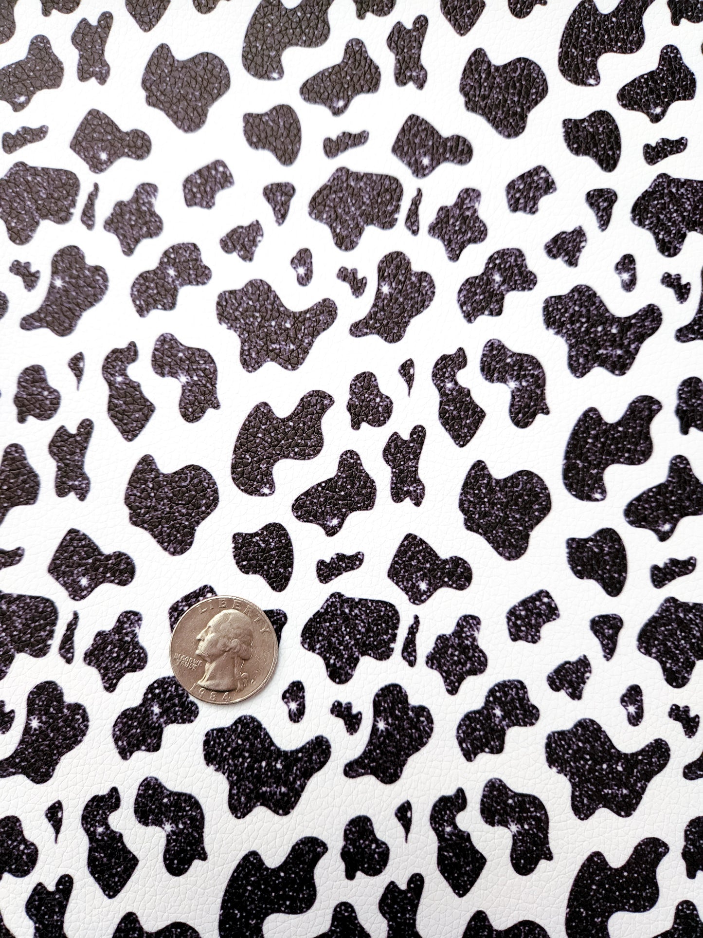 Sparkle Cow Print 9x12 faux leather sheet
