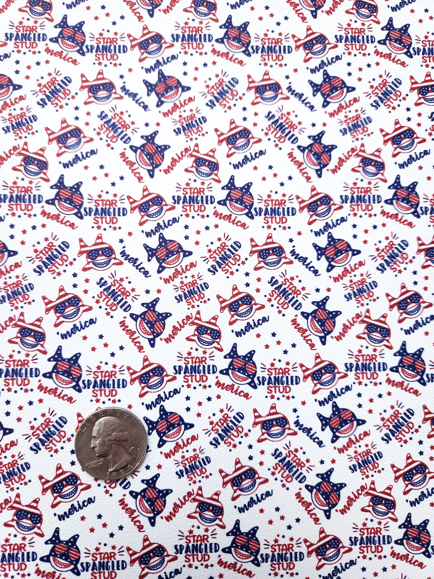 Patriotic Shark 9x12 faux leather sheet