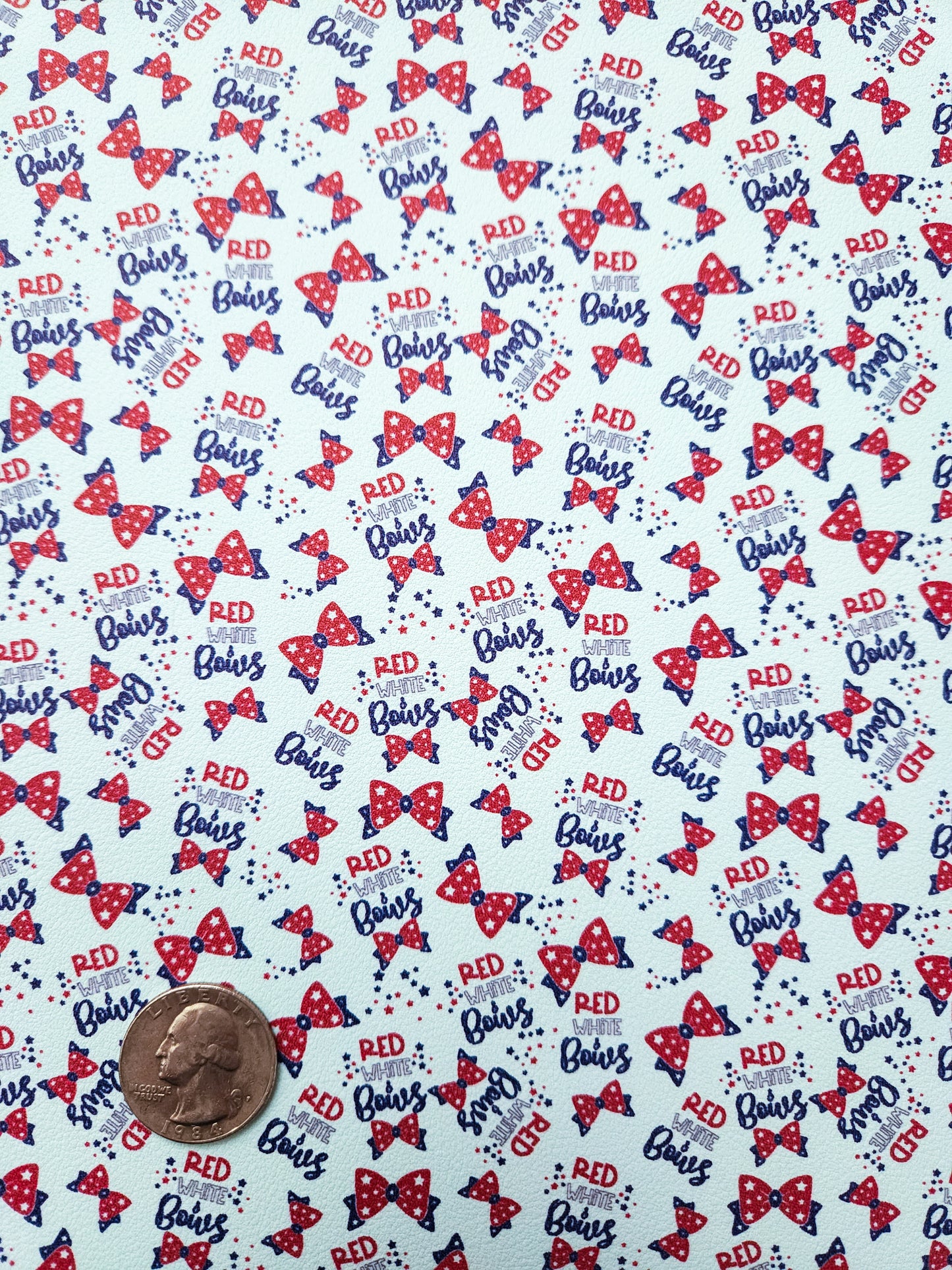 Patriotic Bows 9x12 faux leather sheet