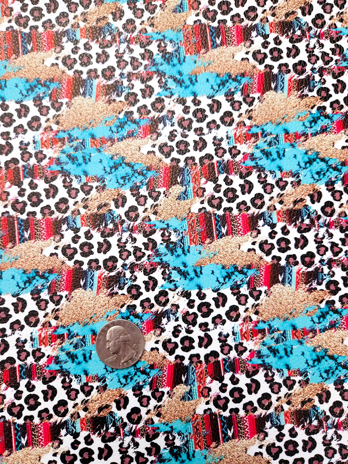 Western Leopard Serape 9x12 faux leather sheet