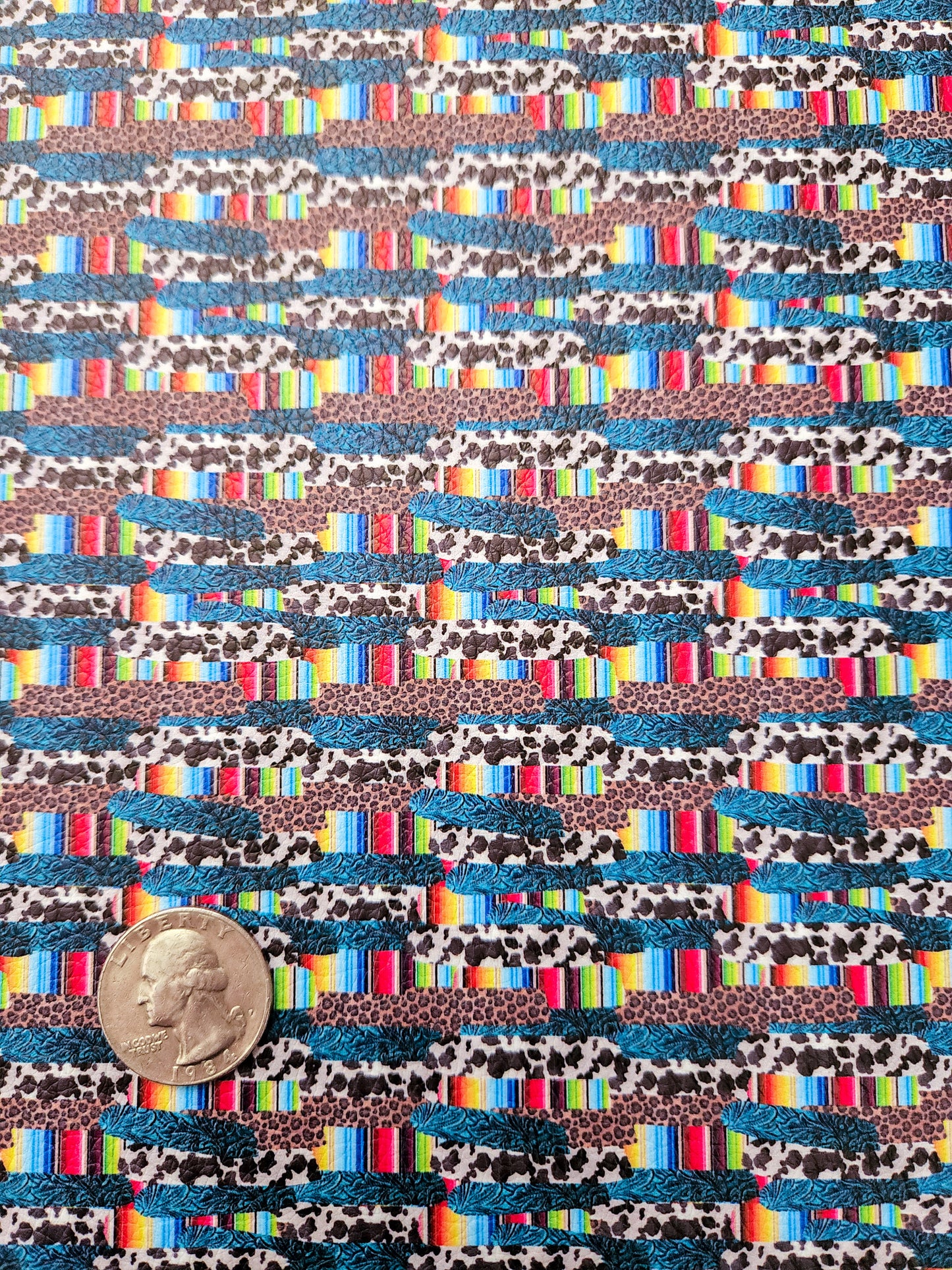 Serape Cow Print Brushstrokes 9x12 faux leather sheet