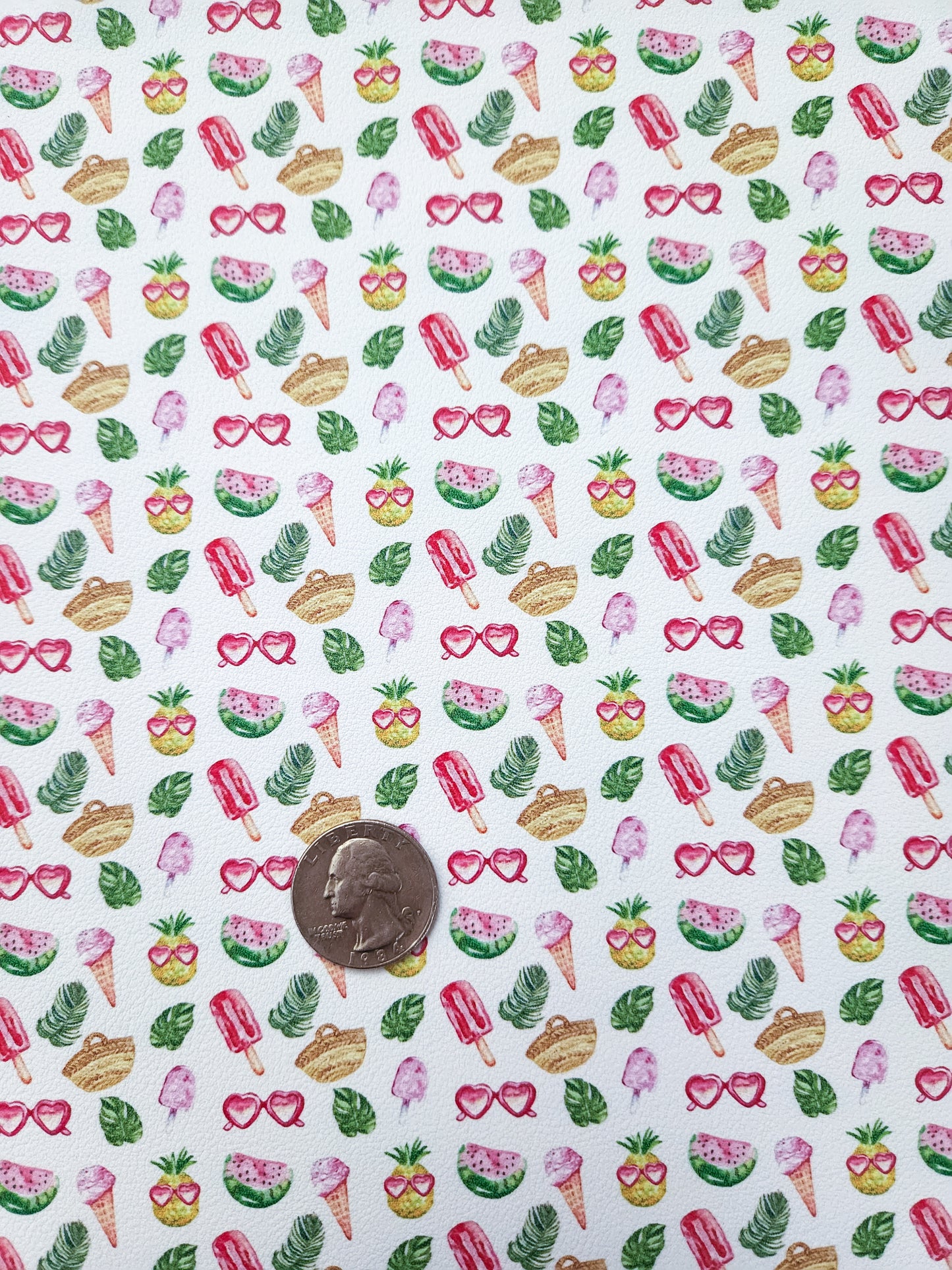 Small Summer Icons 9x12 faux leather sheet