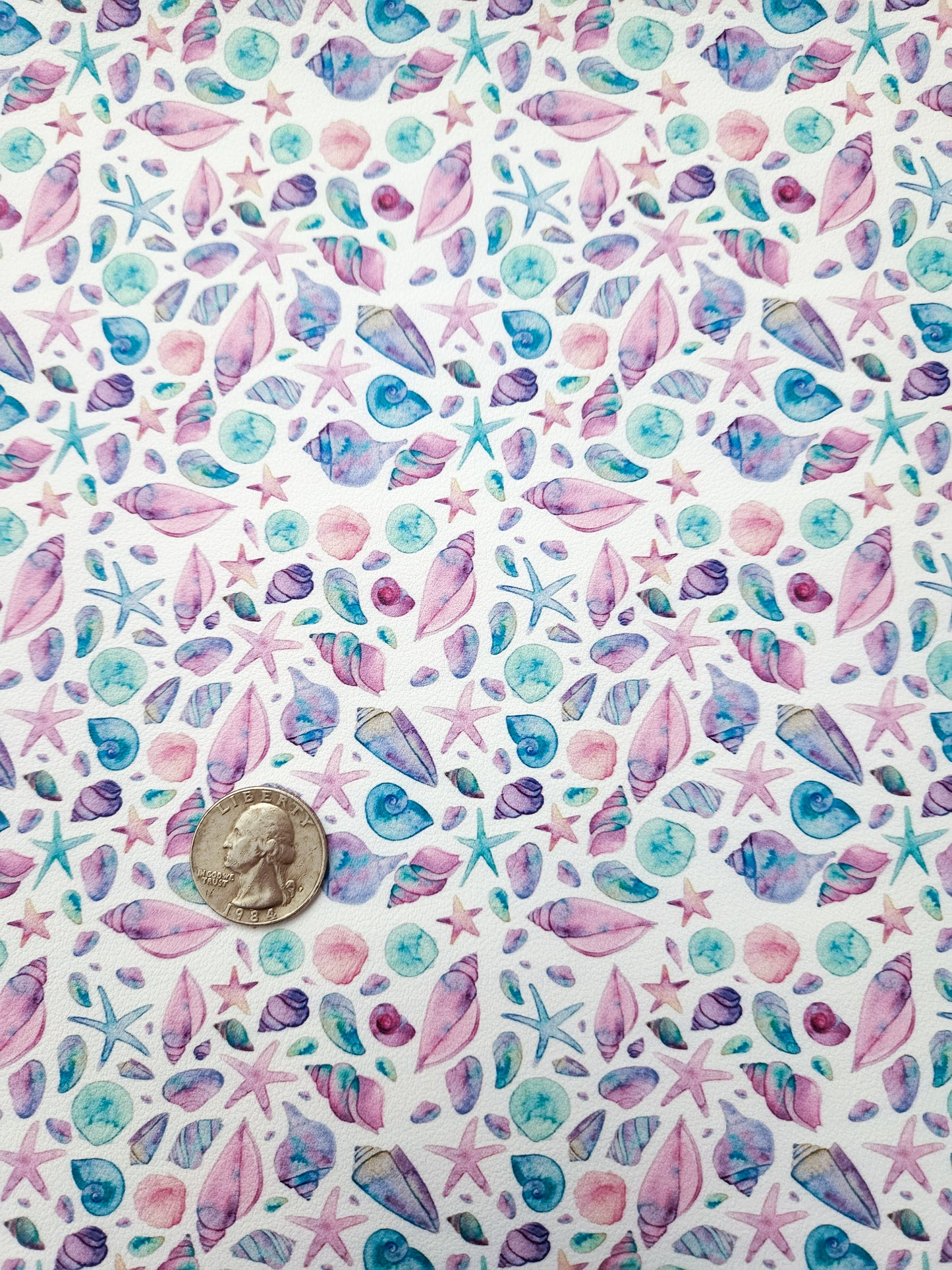 Seashells 9x12 faux leather sheet