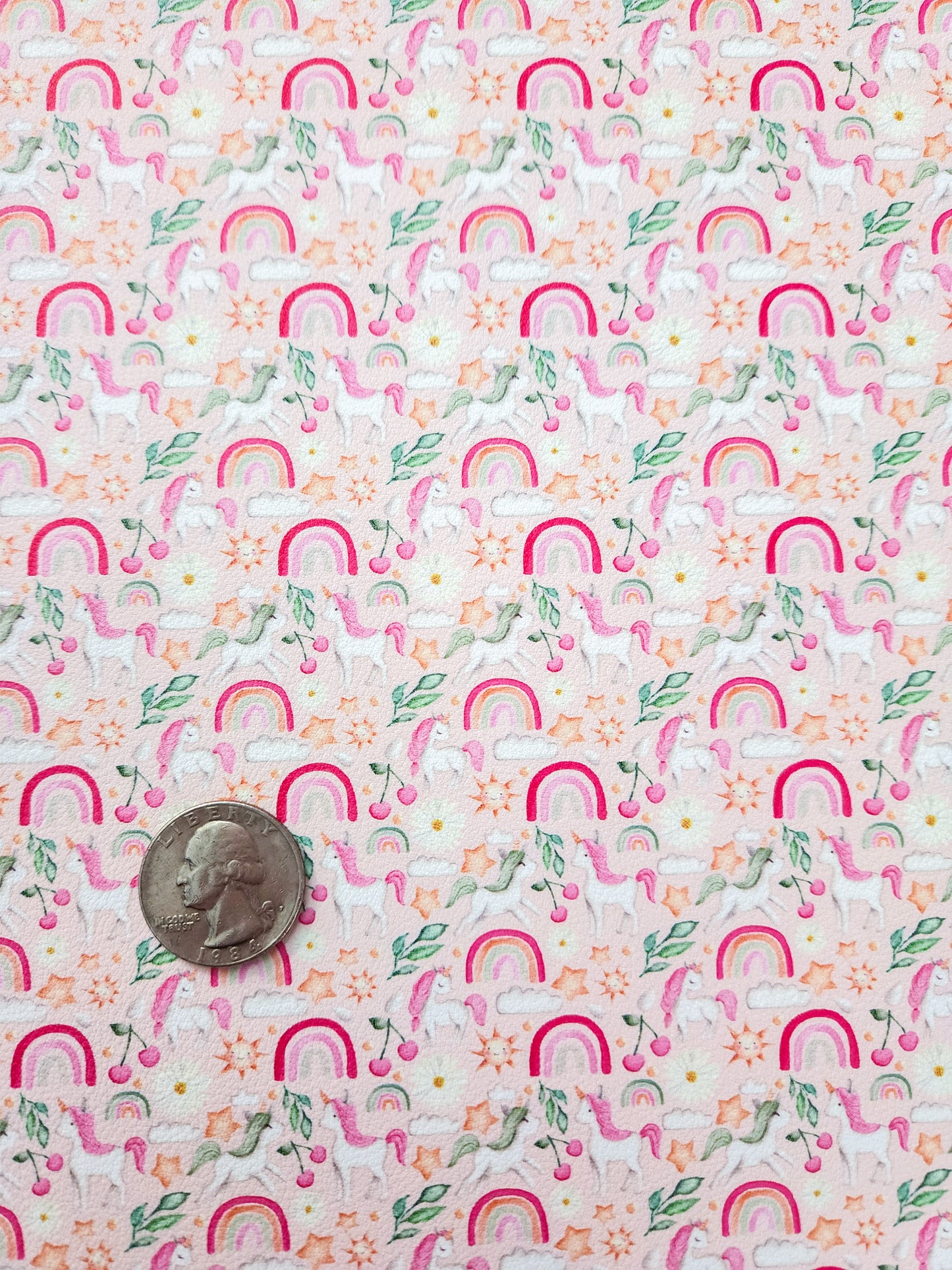 Rainbows and Unicorns 9x12 faux leather sheet