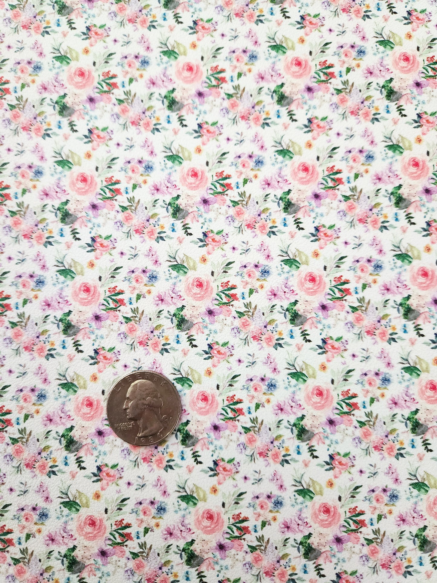 Small Pink Spring Flowers 9x12 faux leather sheet