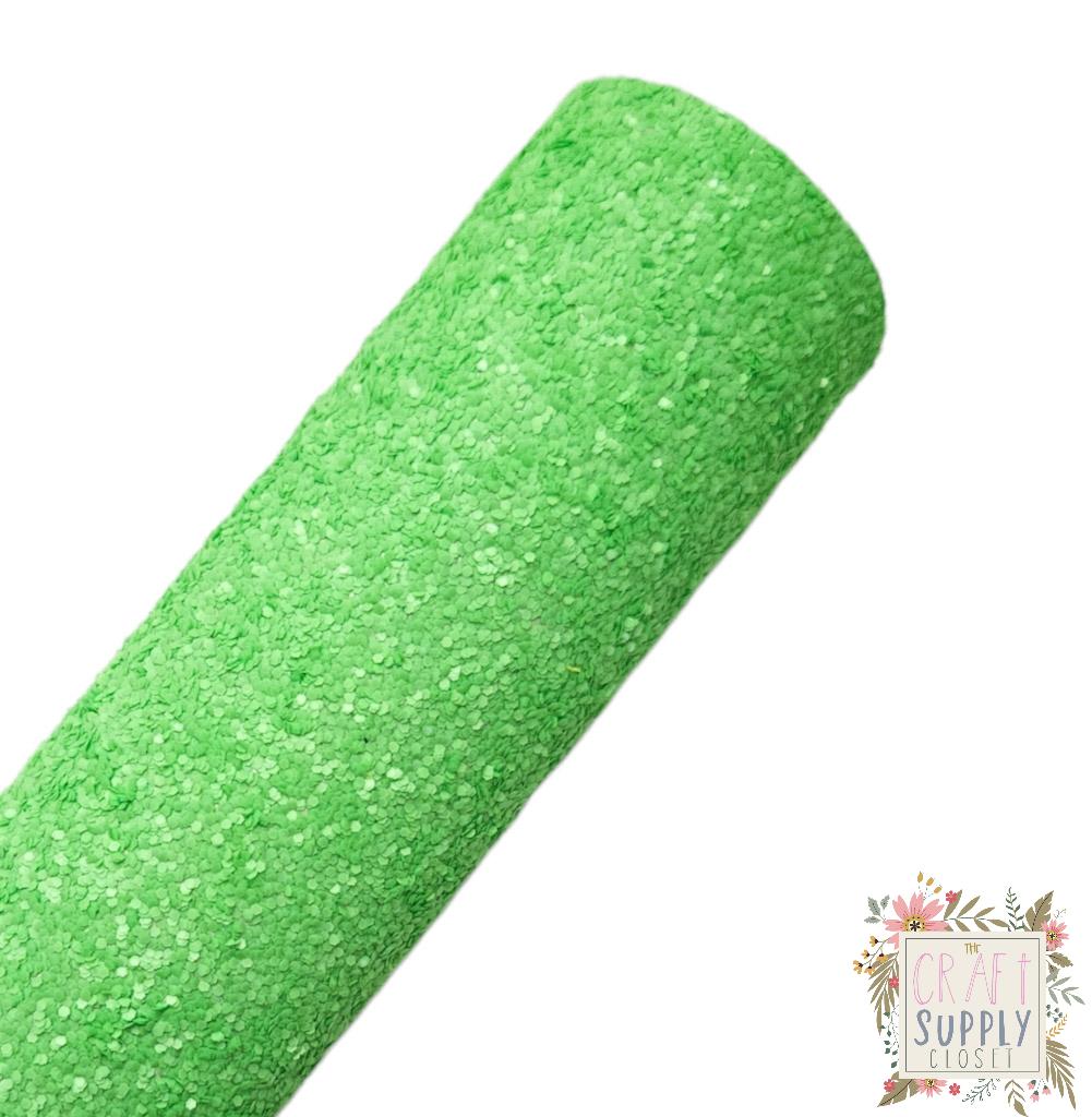 Green Slime Chunky Glitter 9x12 faux leather sheet
