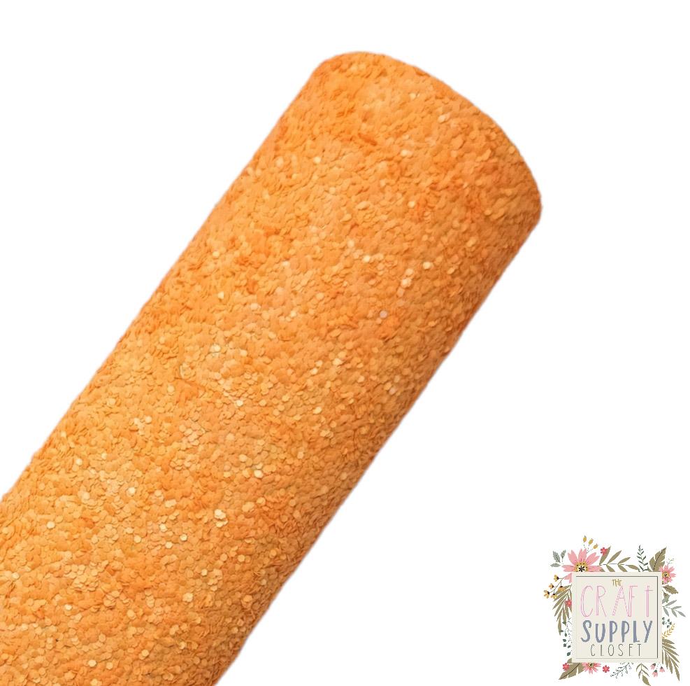 Pumpkin Orange Chunky Glitter 9x12 faux leather sheet