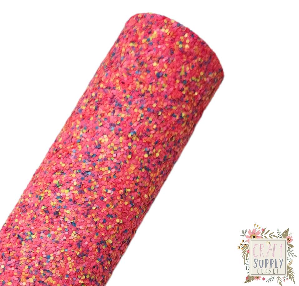 Confetti Chunky Glitter 9x12 faux leather sheet