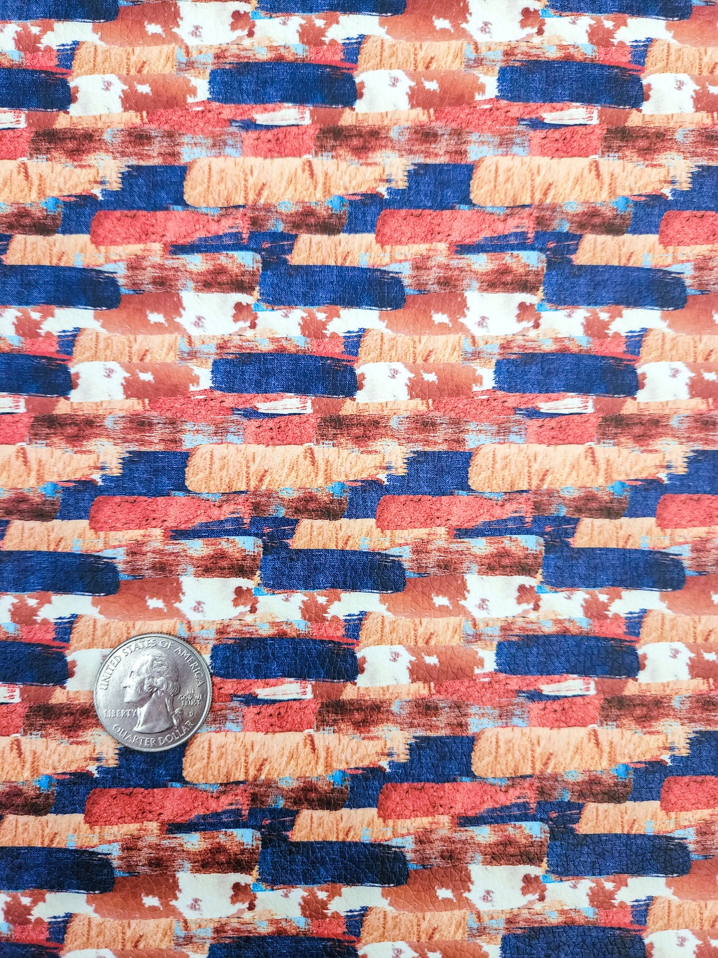 Tan Blue Animal Print Brushstrokes 9x12 faux leather sheet