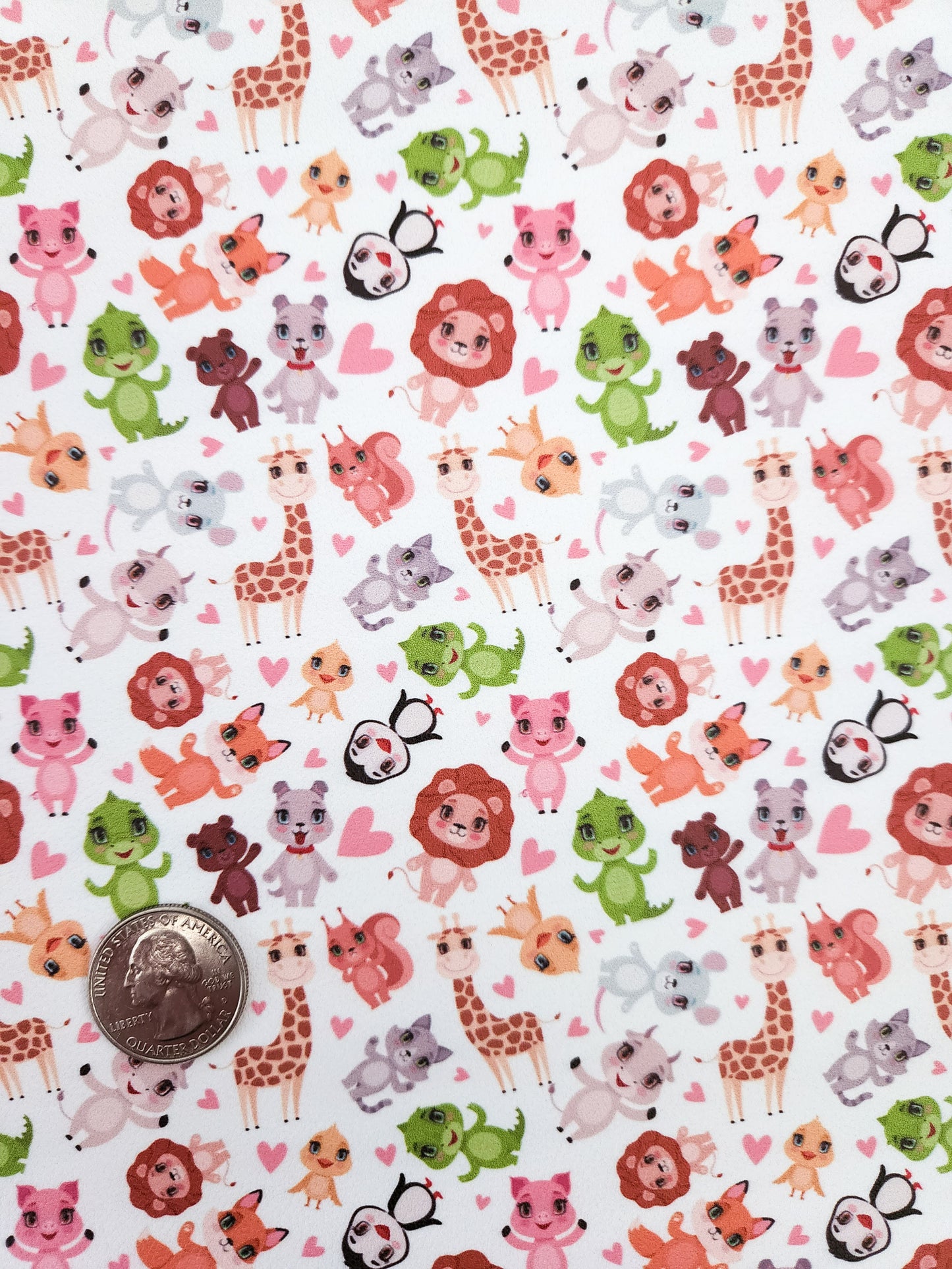 Cute Animals 9x12 faux leather sheet