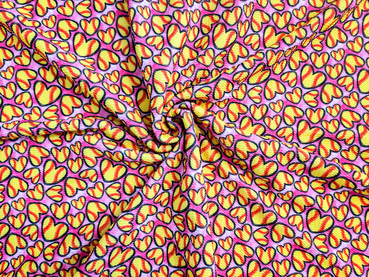 Softball Hearts Bullet Fabric Strip