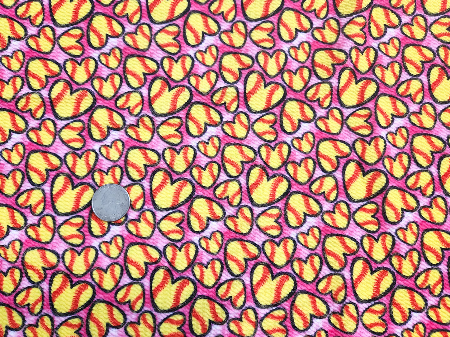 Softball Hearts Bullet Fabric Strip