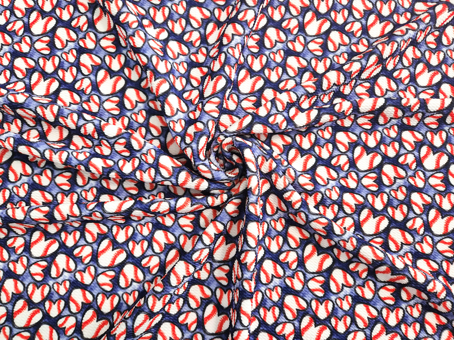 Baseball Hearts Bullet Fabric Strip
