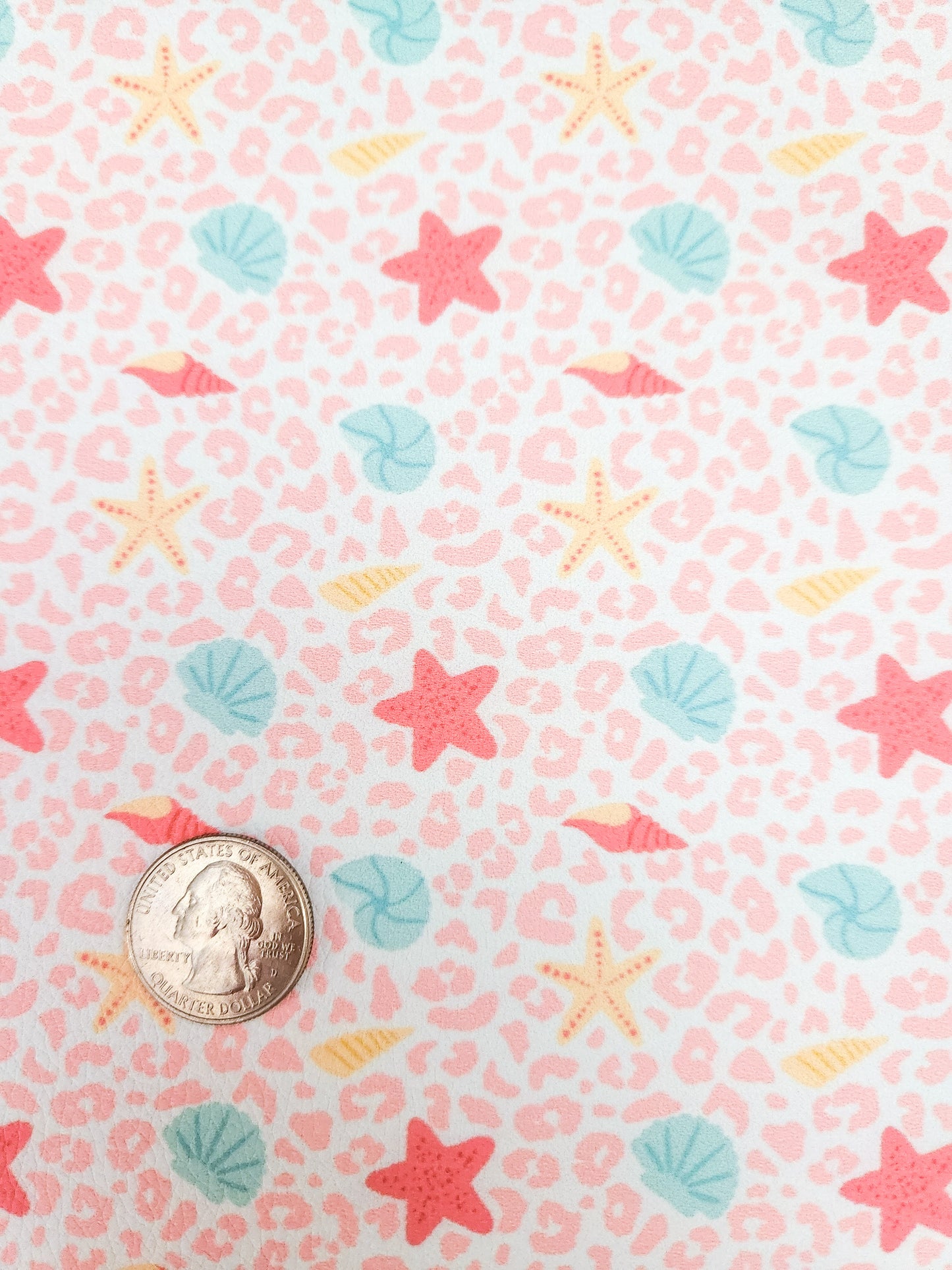Seashell Cheetah 9x12 faux leather sheet