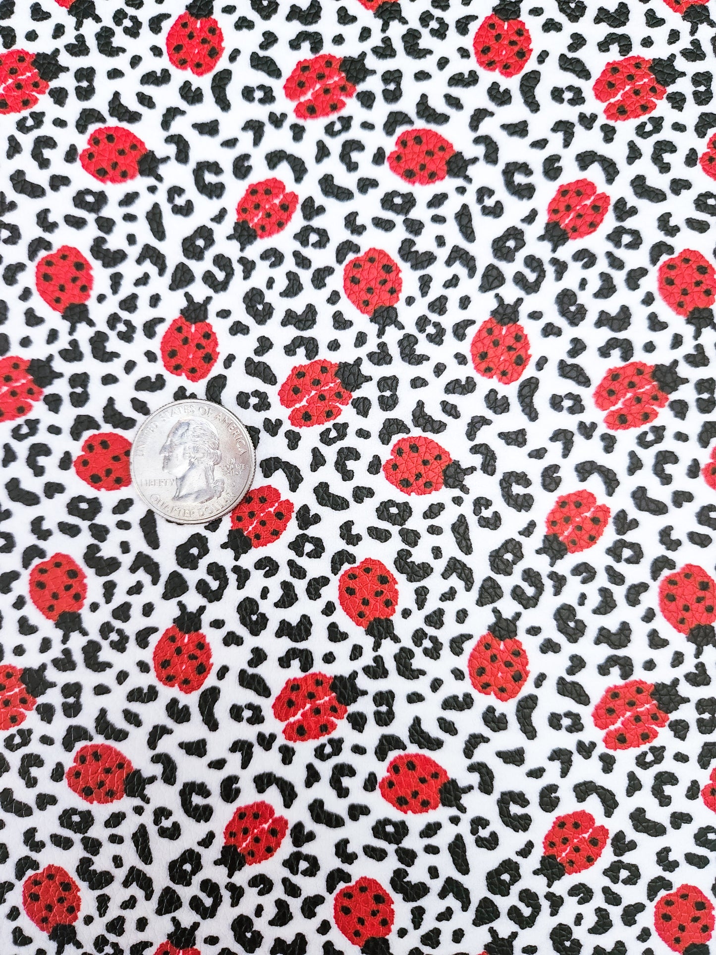 Ladybug Cheetah 9x12 faux leather sheet