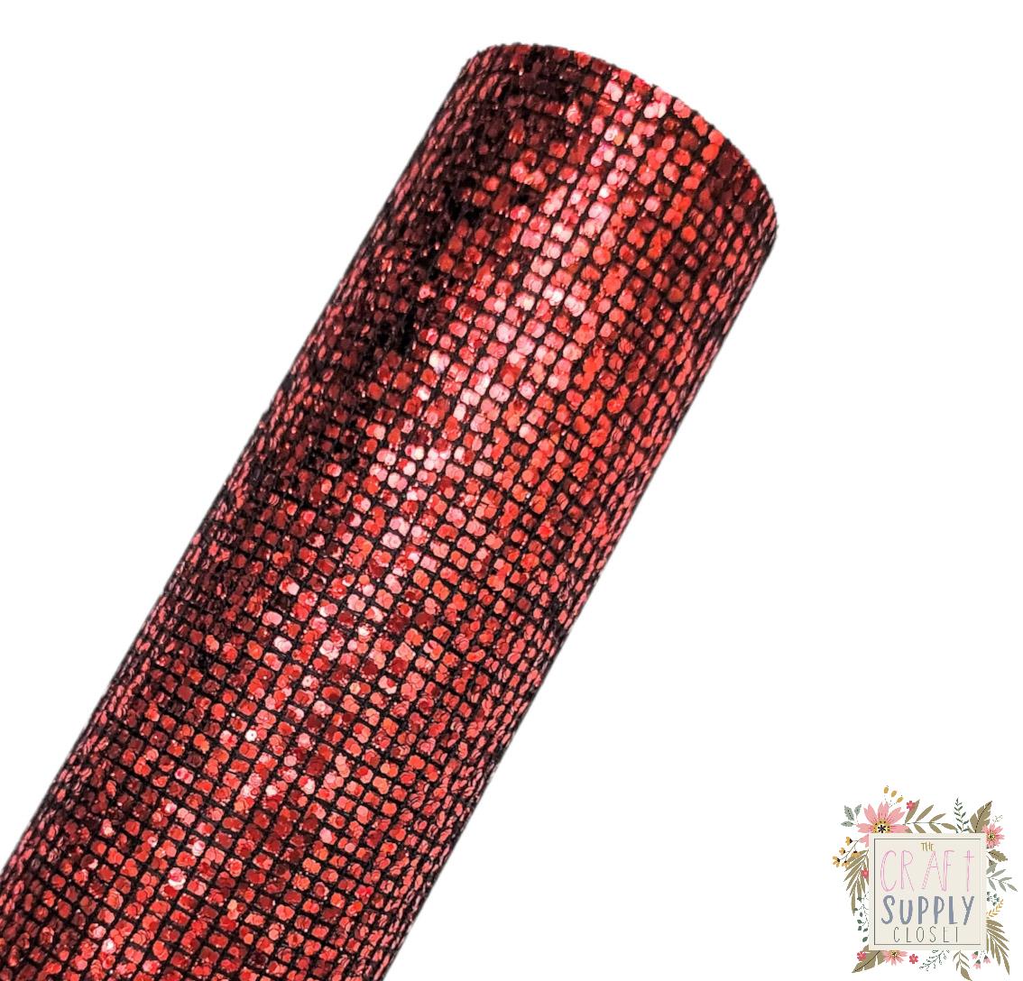 Square Red Black Glitter 9x12 faux leather sheet