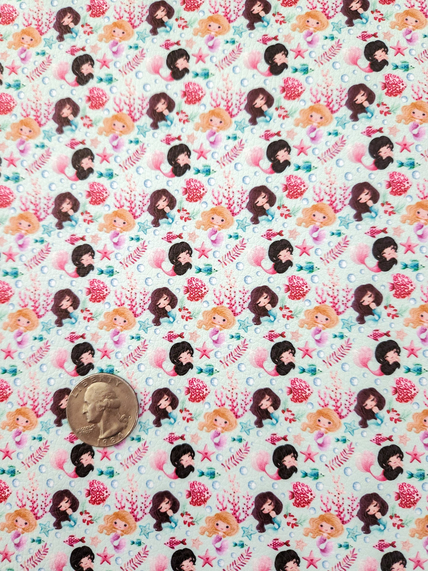Small Cute Mermaids 9x12 faux leather sheet