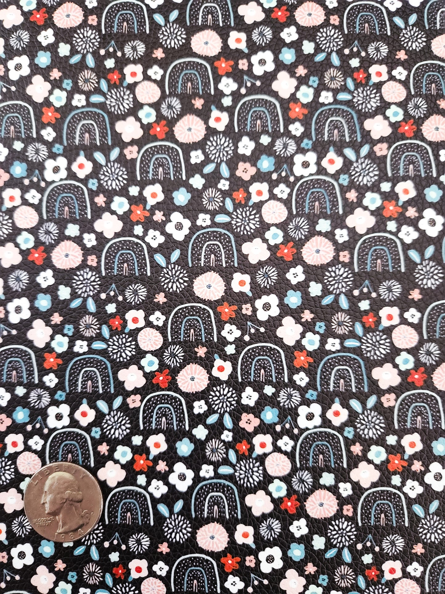 Boho Rainbows Dark 9x12 faux leather sheet