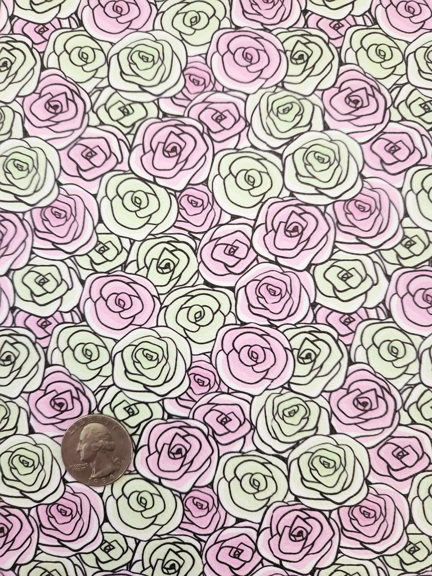 Pastel Roses 9x12 faux leather sheet