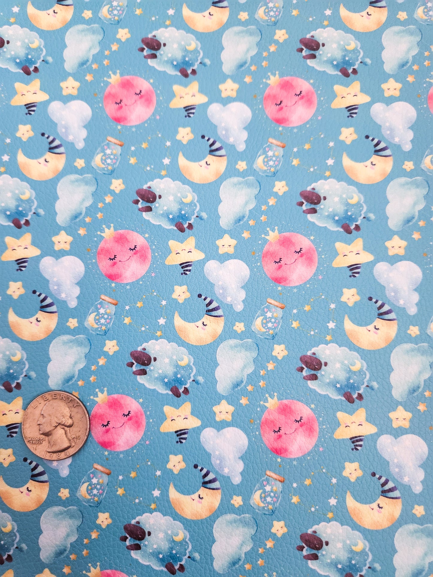 Sleepy Moons 9x12 faux leather sheet