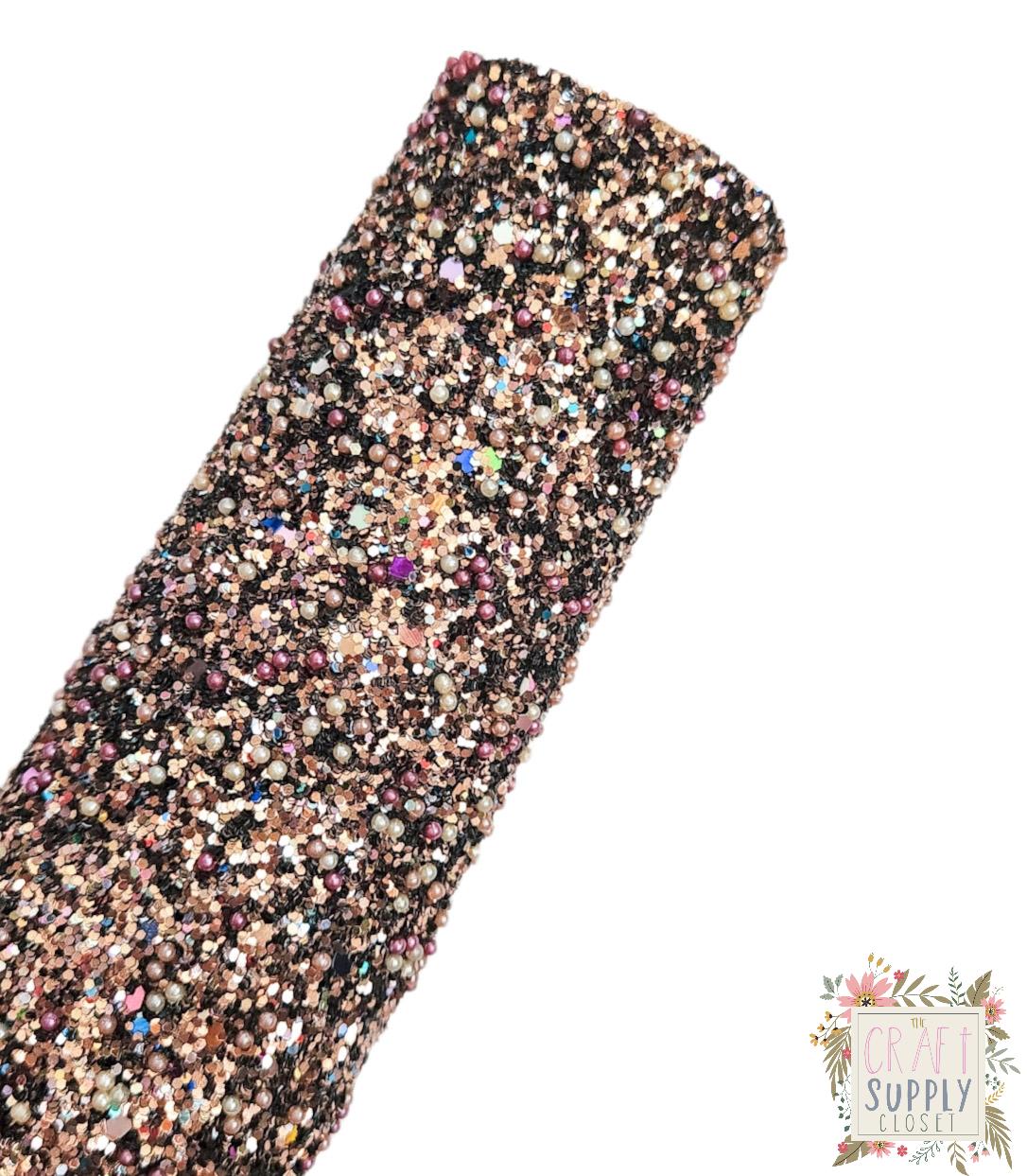 Pearly Gold Chunky Glitter 9x12 faux leather sheet