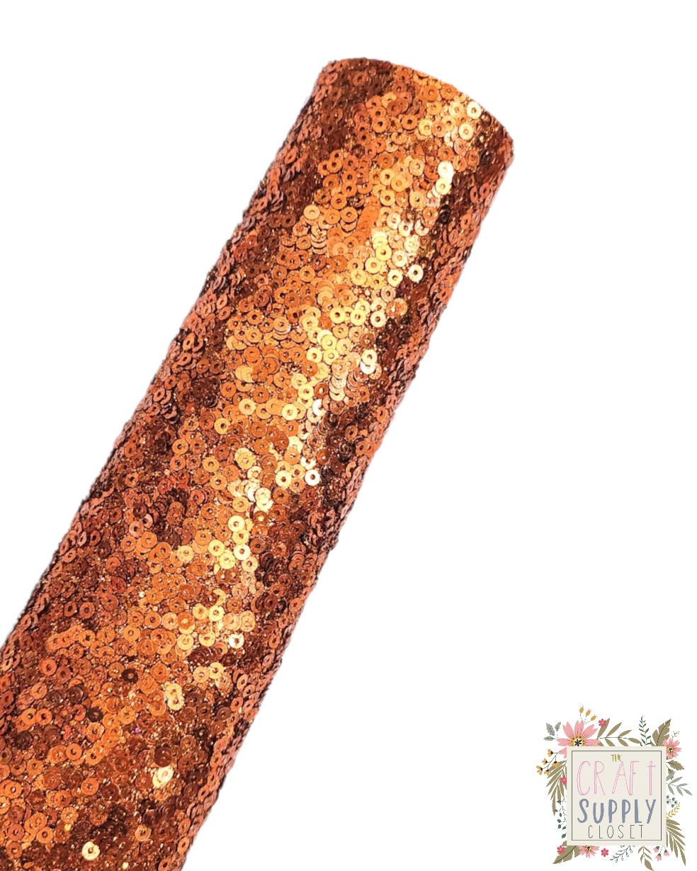 Orange Sequin Chunky Glitter 9x12 faux leather sheet