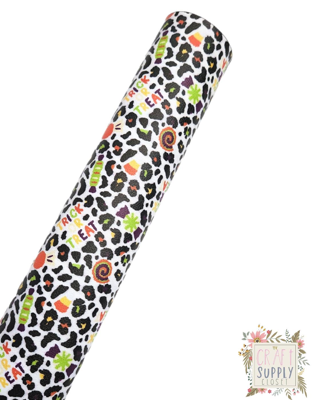 Cheetah Trick or Treat 9x12 faux leather sheet
