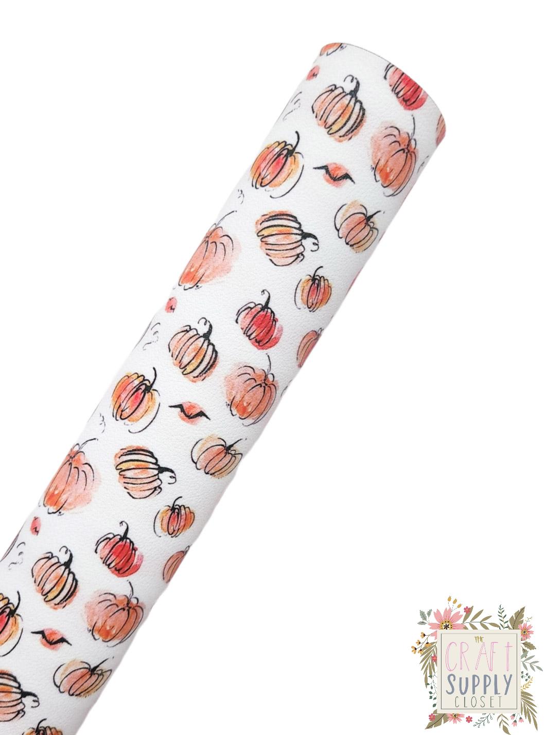 Drawn Pumpkins 9x12 faux leather sheet