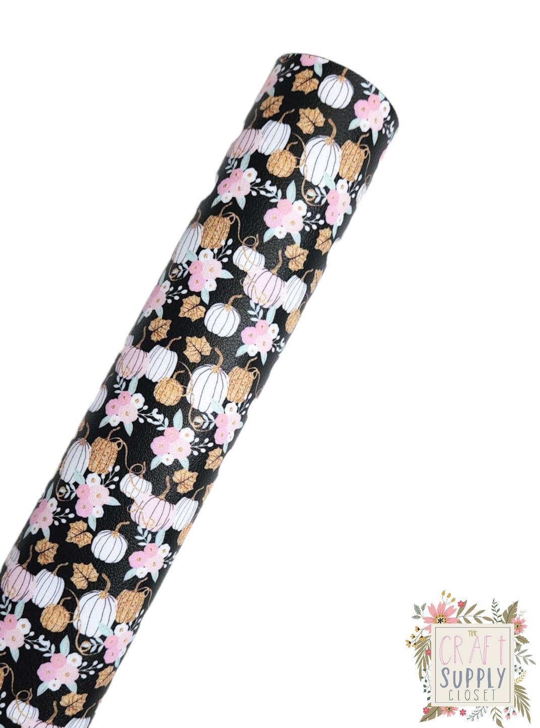 Pumpkins Black 9x12 faux leather sheet