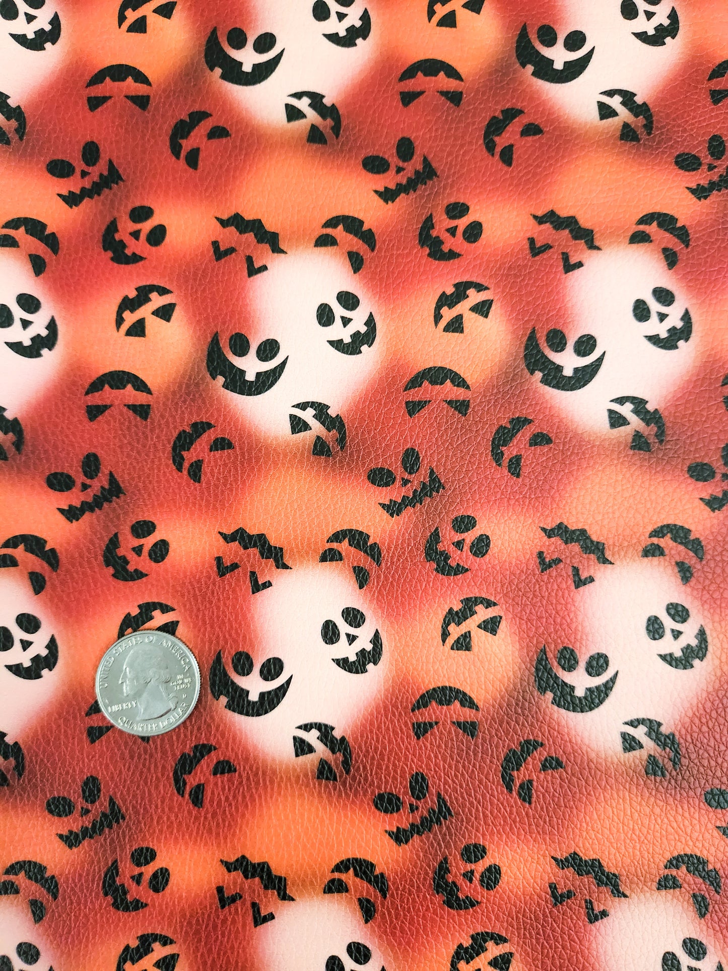 Pumpkin Faces 9x12 faux leather sheet