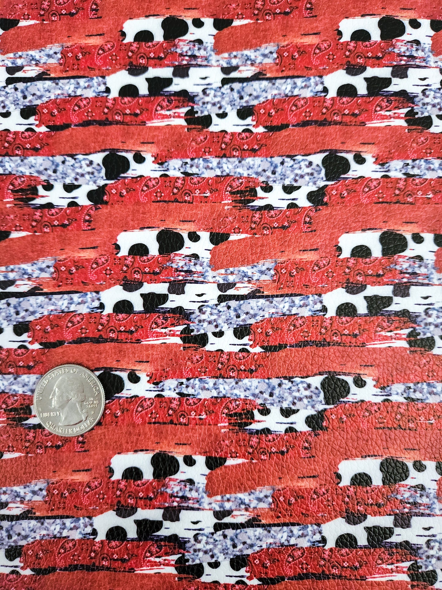 Red Western Brushstrokes 9x12 faux leather sheet