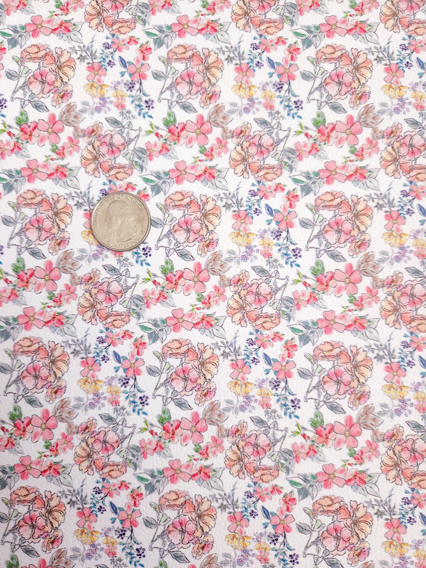 Drawn Fall Floral 9x12 faux leather sheet