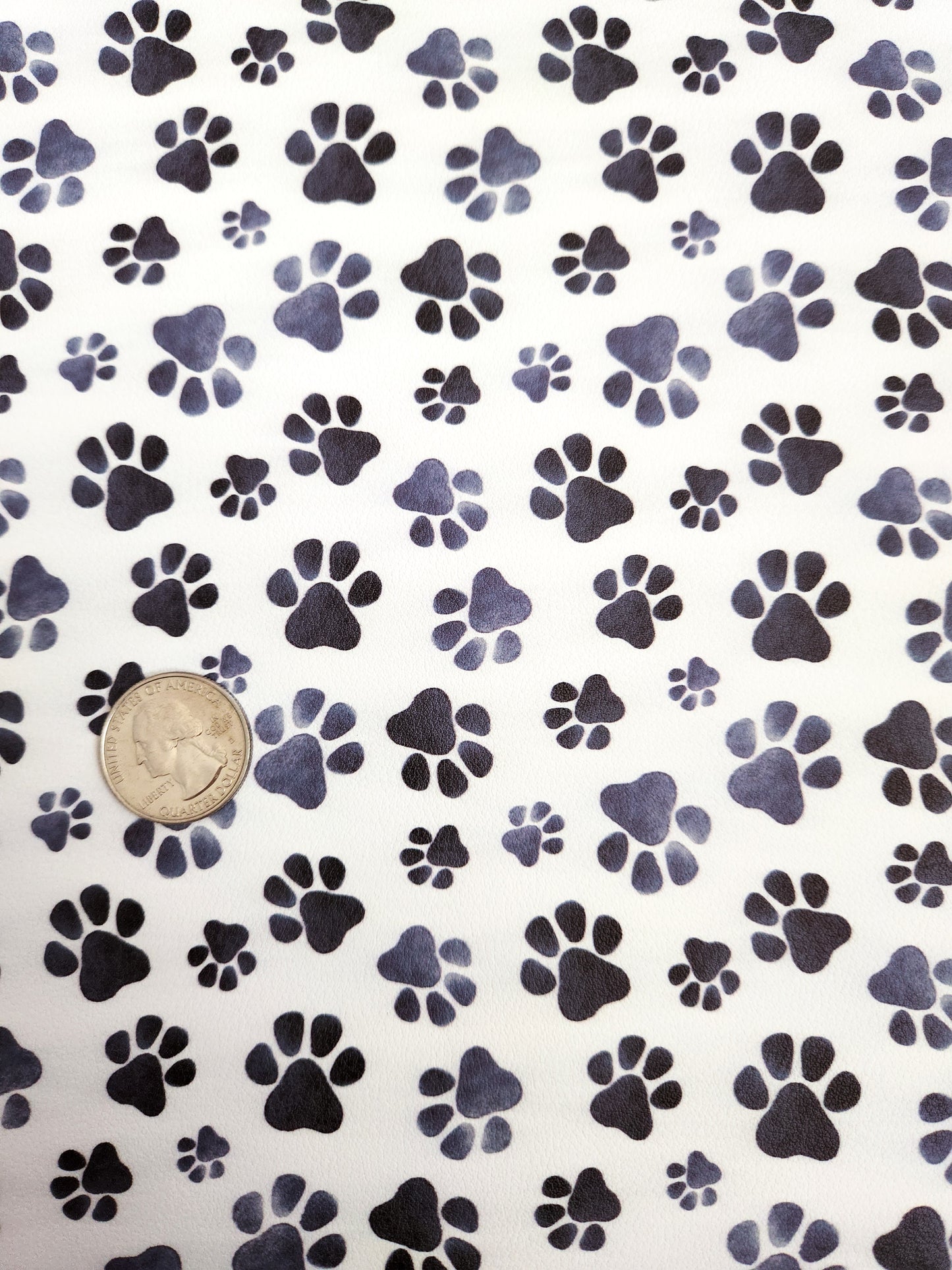 Watercolor Black Paw Prints 9x12 faux leather sheet
