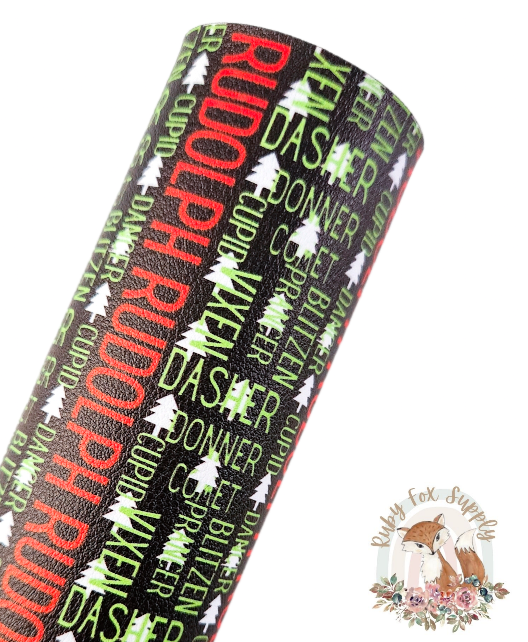 Reindeer Names 9x12 faux leather sheet