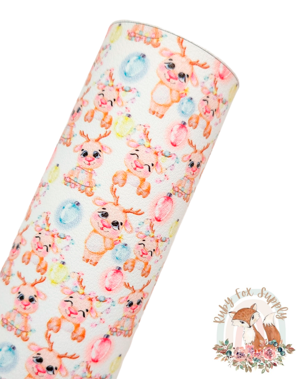 Cute Reindeer 9x12 faux leather sheet