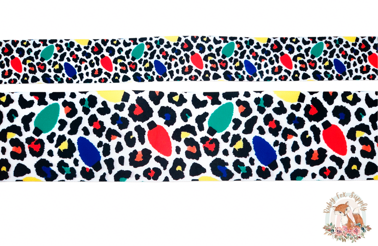 Cheetah Christmas Lights 3"/1.5" Ribbon