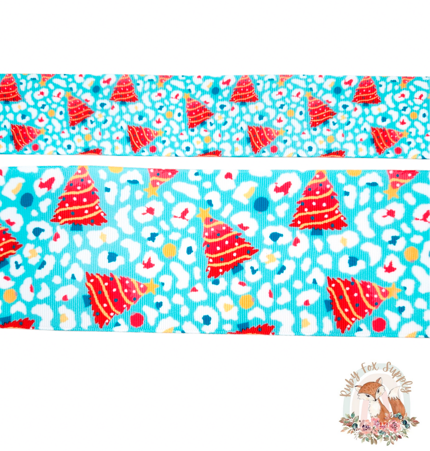 Cheetah Christmas Trees 3"/1.5" Ribbon