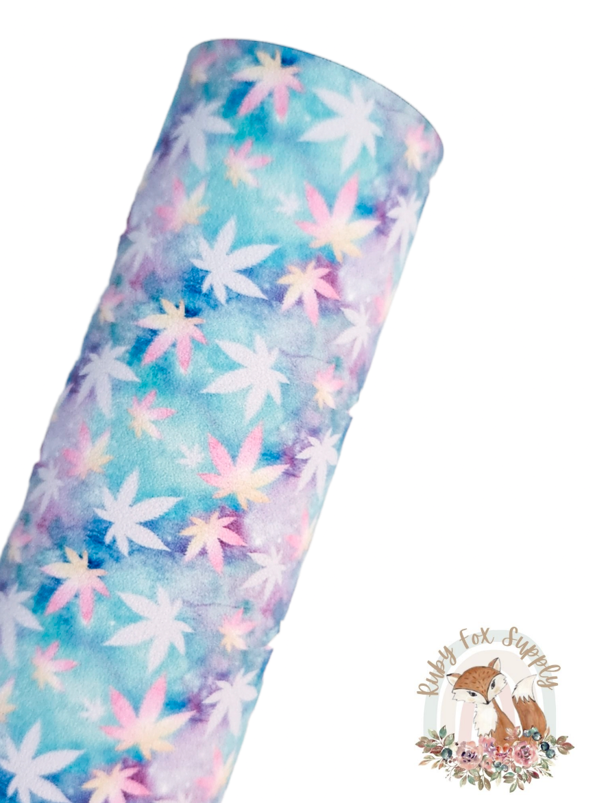 Pastel Marijuana 9x12 faux leather sheet