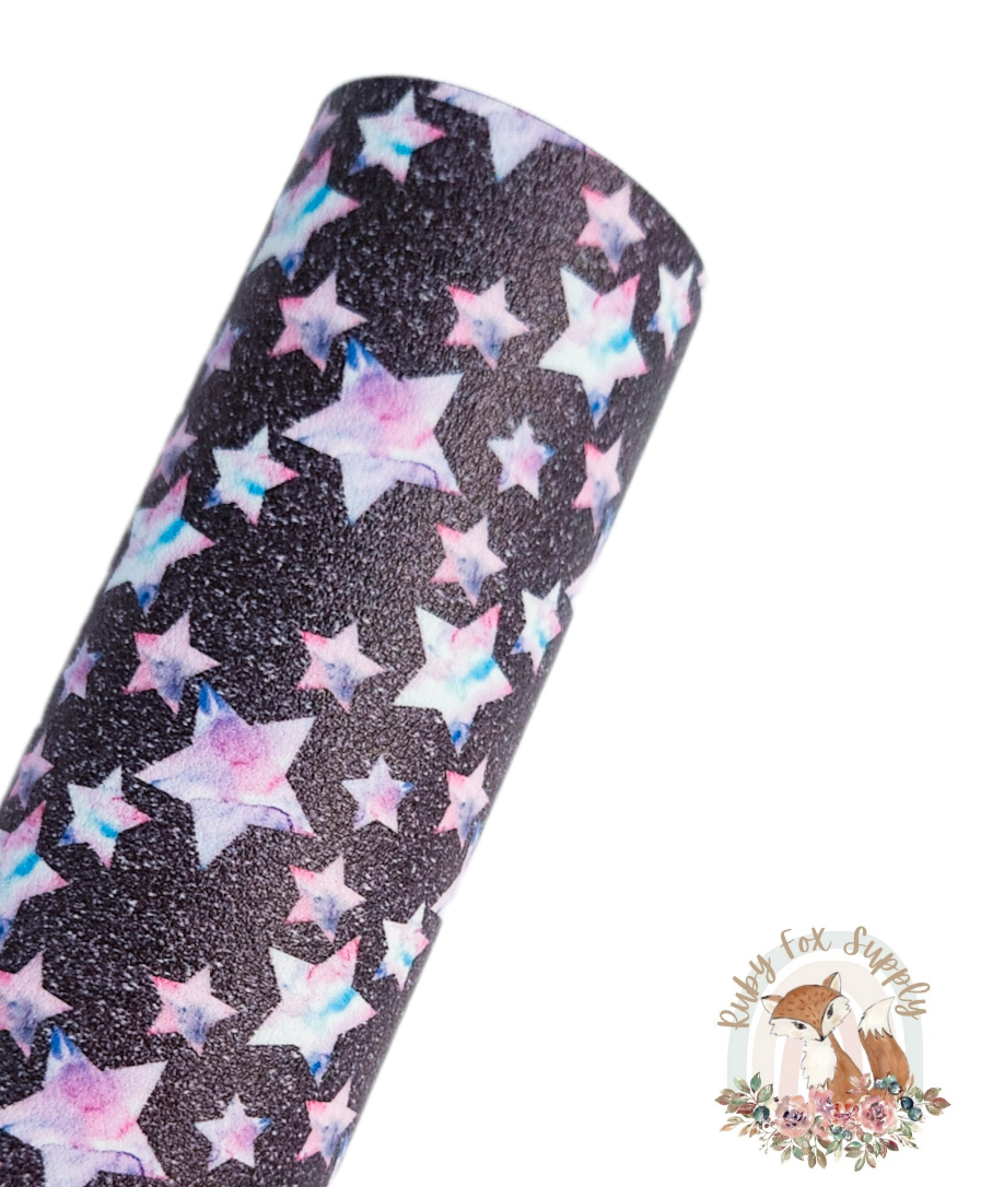 Sparkly Stars 9x12 faux leather sheet