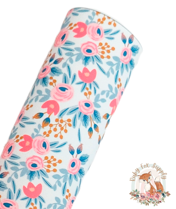 Pretty Fall Floral 9x12 faux leather sheet