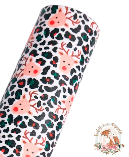 Cheetah Reindeer 9x12 faux leather sheet