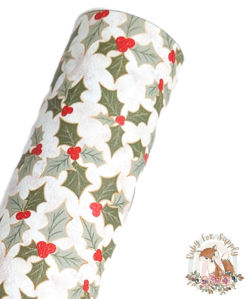 Muted Holly 9x12 faux leather sheet