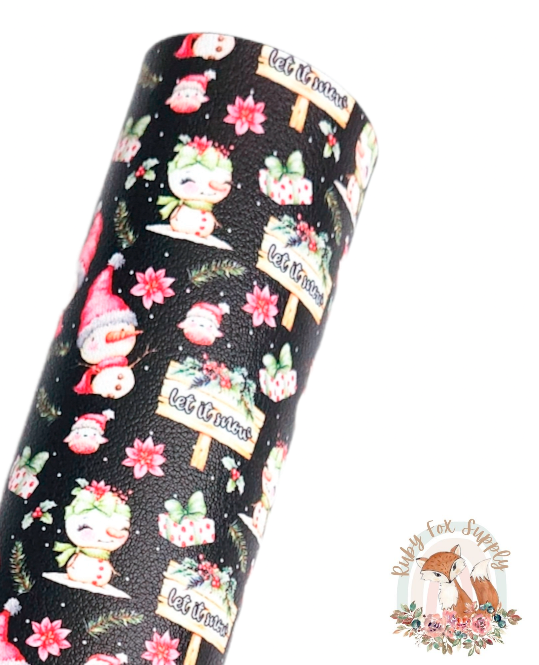 Cute Snowman 9x12 faux leather sheet