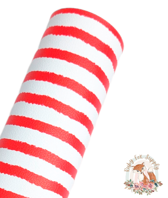 Sketchy Red White Stripes 9x12 faux leather sheet