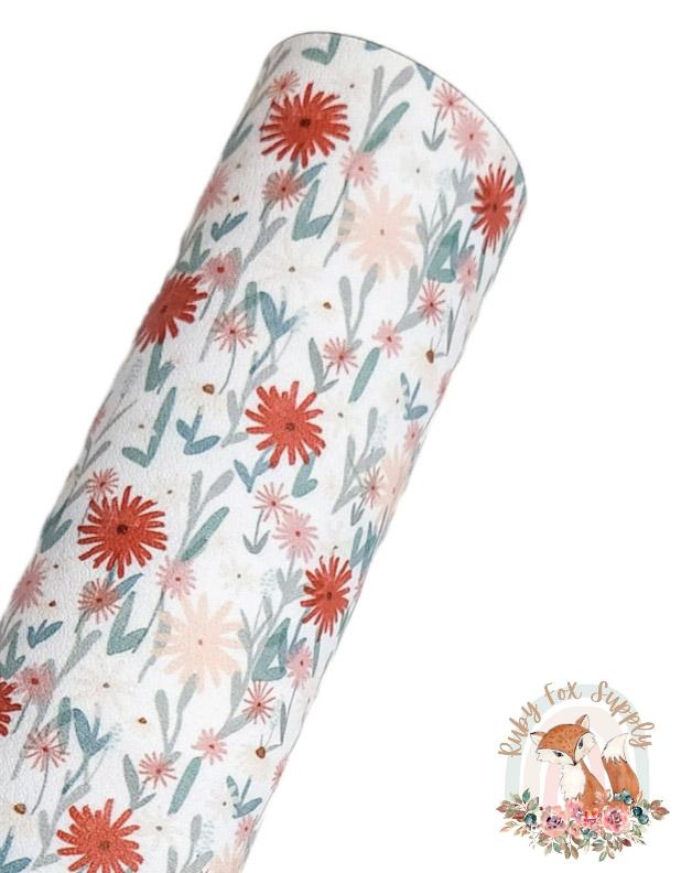 Autumn Floral 9x12 faux leather sheet