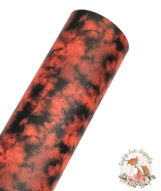 Orange Black Tie Dye 9x12 faux leather sheet