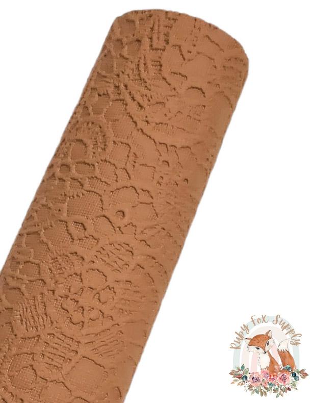 Caramel Butter Lace 9x12 faux leather sheet