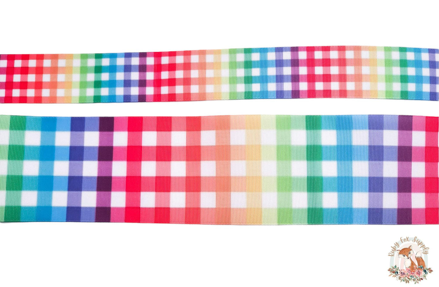 Rainbow Gingham 3"/1.5" Ribbon