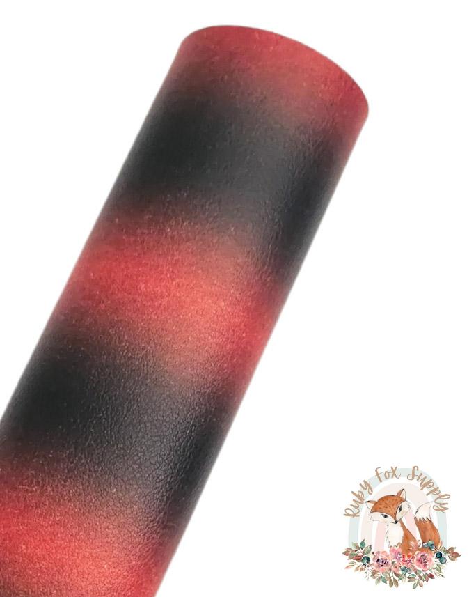 Red Orange Black Stripe 9x12 faux leather sheet