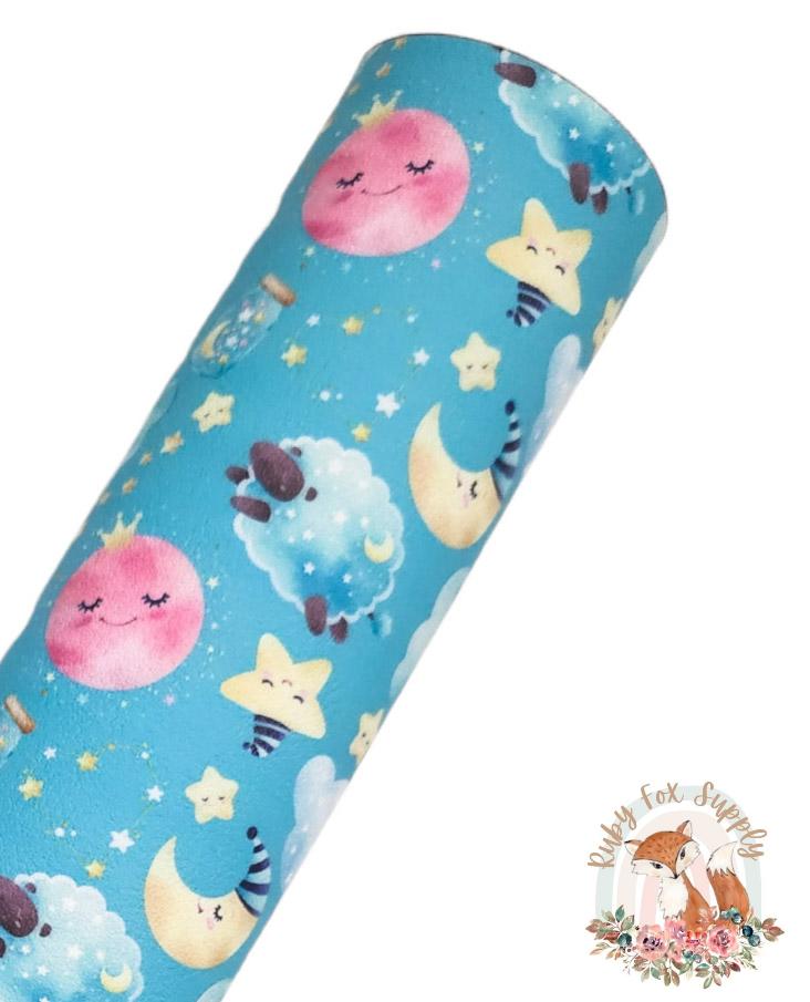 Sleepy Moons 9x12 faux leather sheet